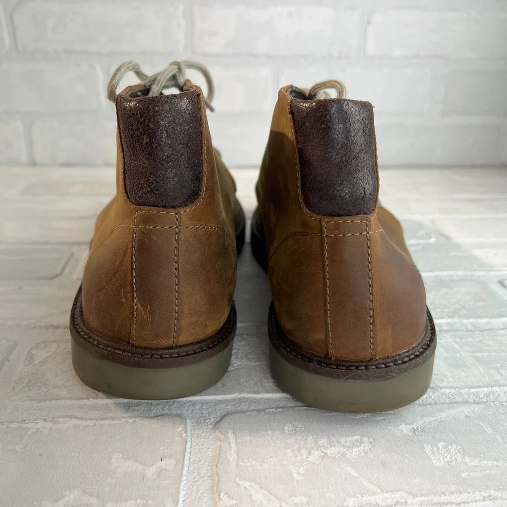Clarks Grandin Mid Chukka Boots Men 10 Brown Leather Dress Casual Lace Up Preppy